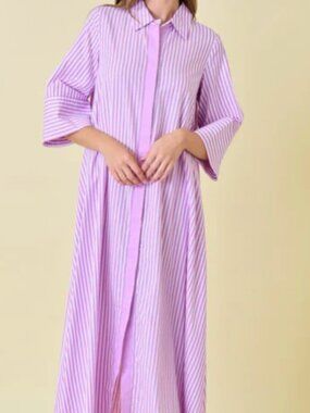 *Like New* Orchid Striped Maxi Shirt Dress